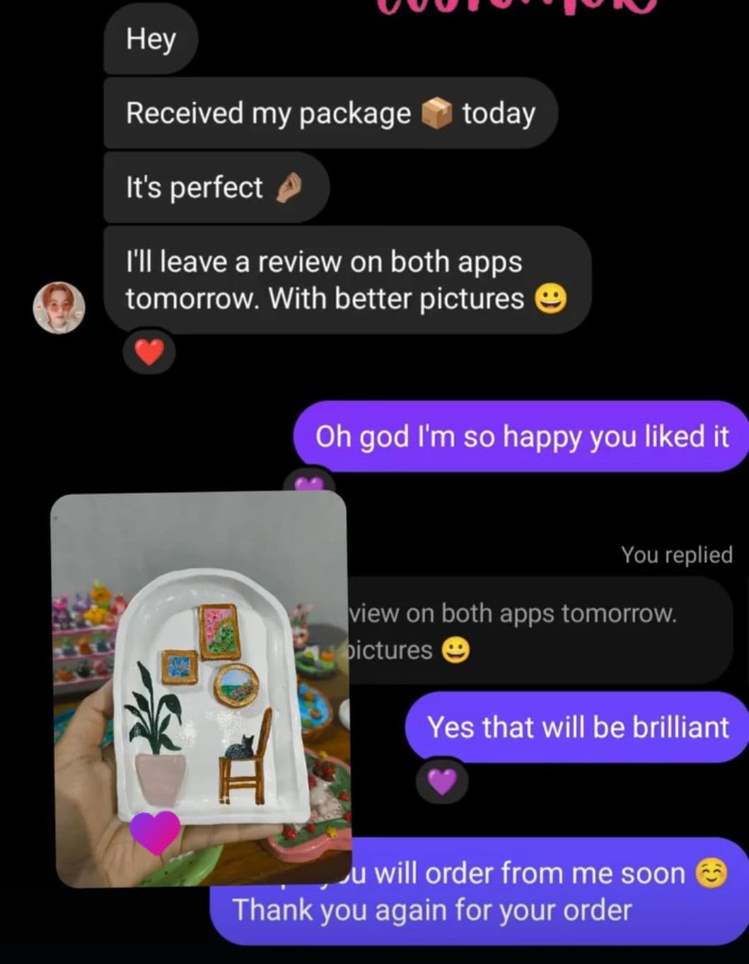 Message: received my package today, it's perfect